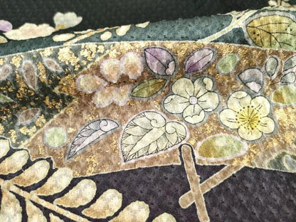 平和屋着物●訪問着　辻が花　駒刺繍　花丸文　暈し染め　金彩　正絹　逸品　AABE7737ck