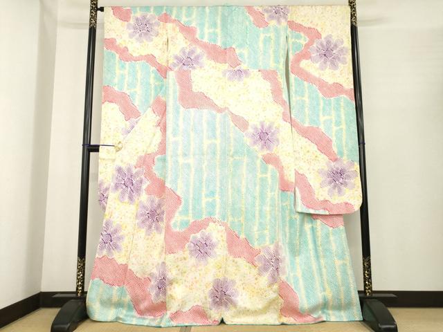 平和屋着物●豪華振袖　総絞り　道長花文　正絹　逸品　AABE7739ck