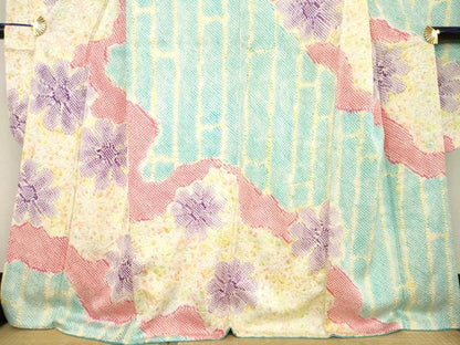 平和屋着物●豪華振袖　総絞り　道長花文　正絹　逸品　AABE7739ck