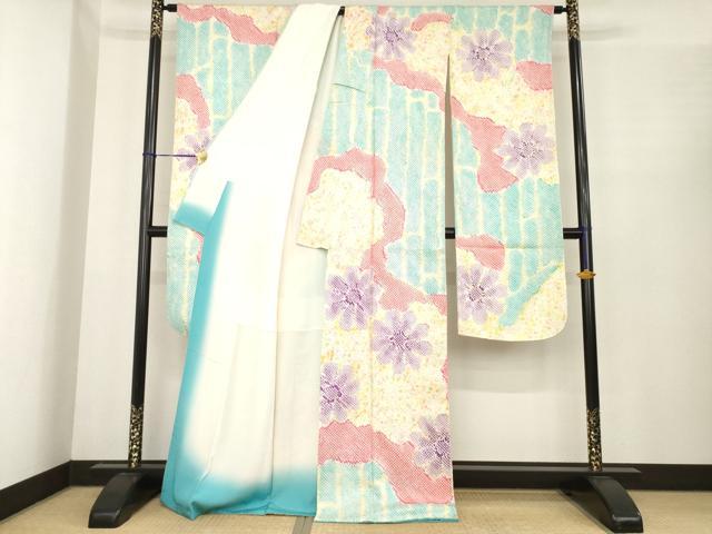 平和屋着物●豪華振袖　総絞り　道長花文　正絹　逸品　AABE7739ck