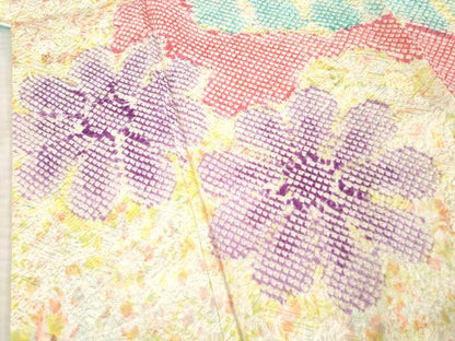 平和屋着物●豪華振袖　総絞り　道長花文　正絹　逸品　AABE7739ck