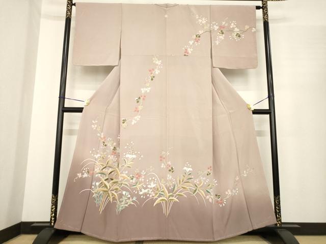 平和屋着物●本加賀友禅作家　能川光陽　訪問着　草花文　暈し染め　正絹　逸品　AABE7743ck