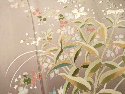 平和屋着物●本加賀友禅作家　能川光陽　訪問着　草花文　暈し染め　正絹　逸品　AABE7743ck