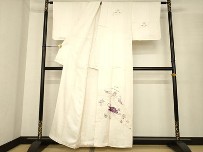 平和屋着物●京の名門　じゅらく謹製　帝王紫(古代帝王紫)　訪問着　刺繍　花鳥文　金彩　正絹　逸品　AABE7745ck
