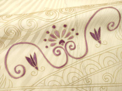 平和屋着物●京の名門　じゅらく謹製　帝王紫(古代帝王紫)　訪問着　刺繍　花鳥文　金彩　正絹　逸品　AABE7745ck