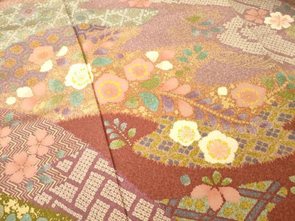 平和屋着物●訪問着　作家物　染苑　流水花文　金彩　正絹　逸品　AABE7747ck