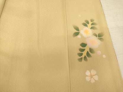 平和屋着物●訪問着　作家物　染苑　流水花文　金彩　正絹　逸品　AABE7747ck