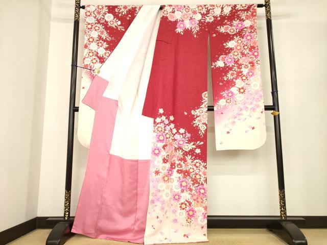 平和屋着物●豪華振袖　駒刺繍　花毬文　暈し染め　銀通し地　正絹　逸品　AABE7748ck