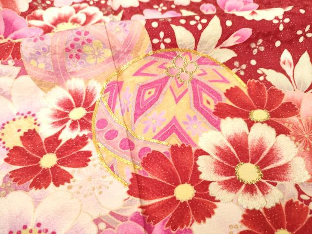 平和屋着物●豪華振袖　駒刺繍　花毬文　暈し染め　銀通し地　正絹　逸品　AABE7748ck