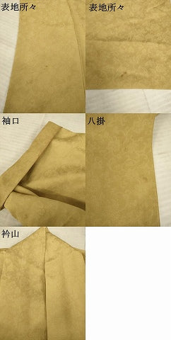 平和屋着物●ジャパンオートクチュール　渡辺雪三郎　色無地　花唐草地紋　朽葉色　正絹　逸品　AABE7750ck 平和屋着物○ジャパンオートクチュール 渡辺雪三郎 色無地 花唐草地紋