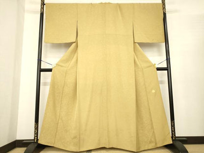 平和屋着物●ジャパンオートクチュール　渡辺雪三郎　色無地　花唐草地紋　朽葉色　正絹　逸品　AABE7750ck