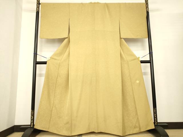 平和屋着物●ジャパンオートクチュール　渡辺雪三郎　色無地　花唐草地紋　朽葉色　正絹　逸品　AABE7750ck