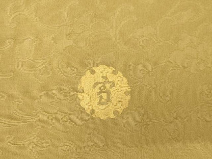 平和屋着物●ジャパンオートクチュール　渡辺雪三郎　色無地　花唐草地紋　朽葉色　正絹　逸品　AABE7750ck