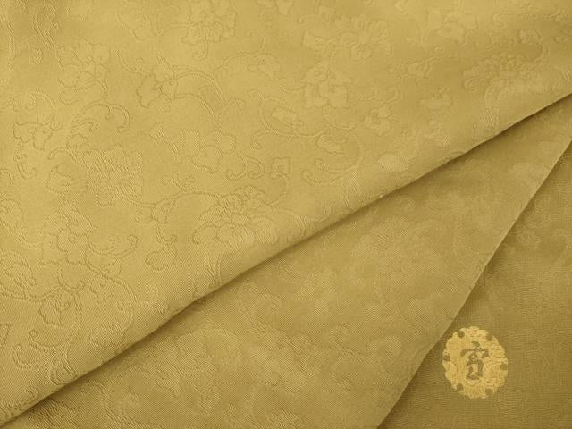 平和屋着物●ジャパンオートクチュール　渡辺雪三郎　色無地　花唐草地紋　朽葉色　正絹　逸品　AABE7750ck 平和屋着物○ジャパンオートクチュール 渡辺雪三郎 色無地 花唐草地紋
