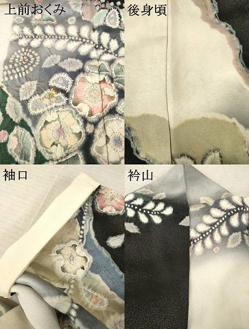 平和屋着物●越後十日町の一流染匠　桐屋・翠山工房　訪問着　辻が花　舞花文　銀通し地　正絹　逸品　AABE7754ck