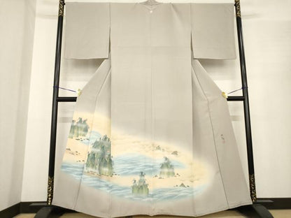 平和屋着物●近代日本画の巨匠　横山大観　じゅらく謹製　訪問着　風景文　暈し染め　正絹　逸品　未使用　AABE7755ck