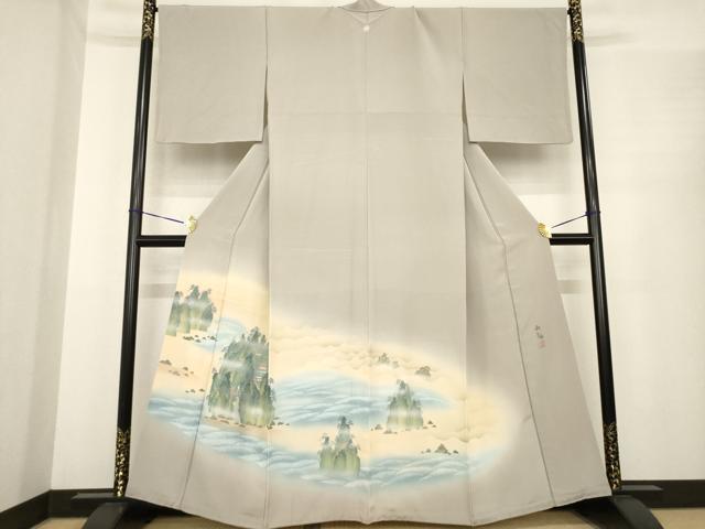 平和屋着物●近代日本画の巨匠　横山大観　じゅらく謹製　訪問着　風景文　暈し染め　正絹　逸品　未使用　AABE7755ck