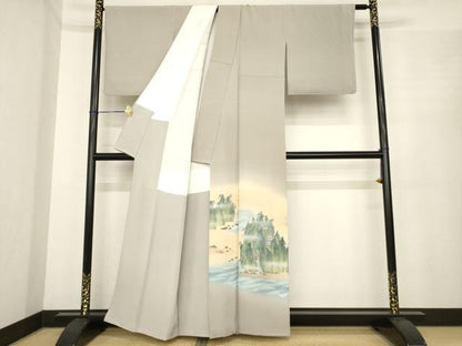 平和屋着物●近代日本画の巨匠　横山大観　じゅらく謹製　訪問着　風景文　暈し染め　正絹　逸品　未使用　AABE7755ck