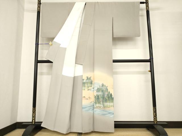 平和屋着物●近代日本画の巨匠　横山大観　じゅらく謹製　訪問着　風景文　暈し染め　正絹　逸品　未使用　AABE7755ck
