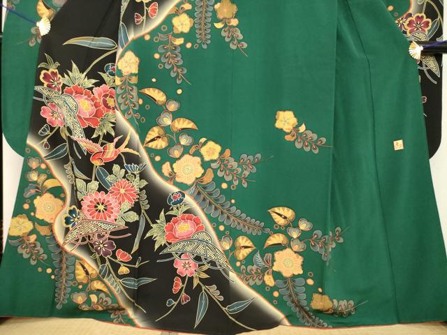 平和屋着物○手ざし京紅型染・宮崎紅型 宮崎良次 振袖 花鳥