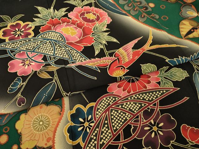 平和屋着物○手ざし京紅型染・宮崎紅型 宮崎良次 振袖 花鳥