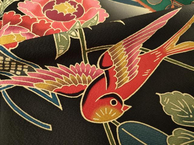 平和屋着物○手ざし京紅型染・宮崎紅型 宮崎良次 振袖 花鳥