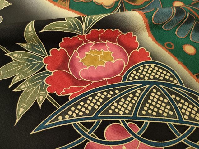 平和屋着物○手ざし京紅型染・宮崎紅型 宮崎良次 振袖 花鳥