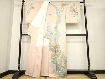 平和屋着物●訪問着　作家物　桃山　駒刺繍　道長花文　正絹　逸品　AABE7757ck