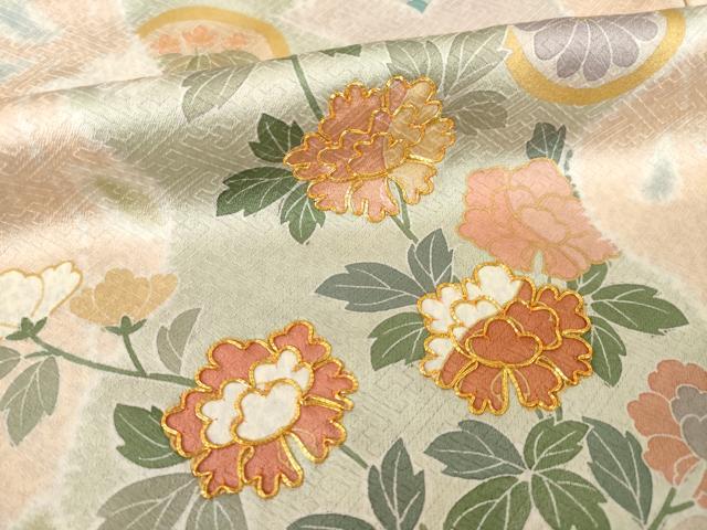 平和屋着物●訪問着　作家物　桃山　駒刺繍　道長花文　正絹　逸品　AABE7757ck