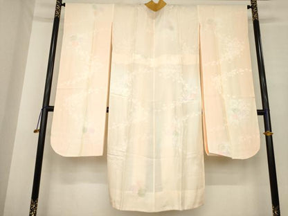 平和屋着物●振袖用長襦袢　無双仕立て　几帳花地紋　暈し染め　正絹　逸品　AABE7759ck