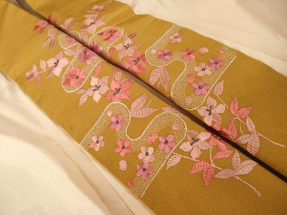 平和屋着物●振袖用長襦袢　無双仕立て　几帳花地紋　暈し染め　正絹　逸品　AABE7759ck