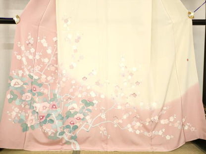 平和屋着物●訪問着　友禅　作家物　枝花文　暈し染め　正絹　逸品　AABE7761ck