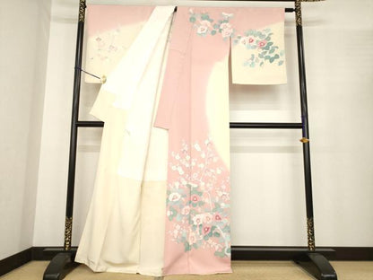 平和屋着物●訪問着　友禅　作家物　枝花文　暈し染め　正絹　逸品　AABE7761ck