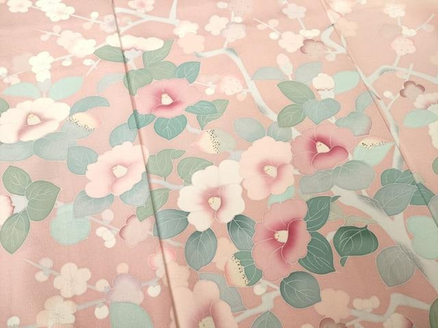 平和屋着物○訪問着 友禅 草花文 黒地 金彩 正絹 逸品 AABE4407ck 平和屋