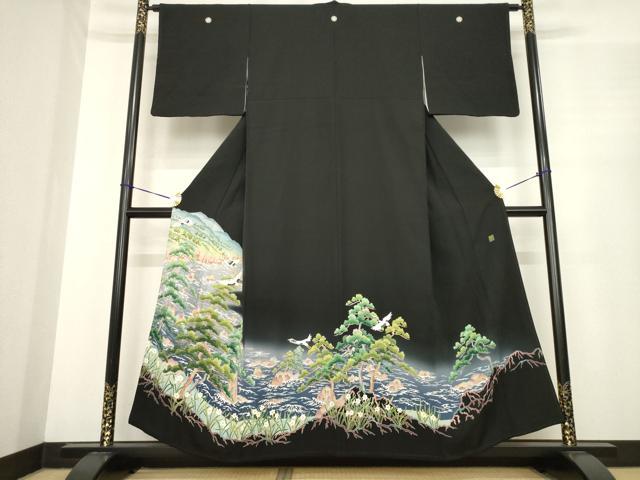平和屋着物●本加賀作家　棒田孝　黒留袖　風景文　正絹　逸品　AABE7762ck