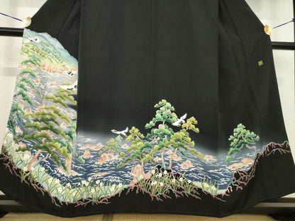平和屋着物●本加賀作家　棒田孝　黒留袖　風景文　正絹　逸品　AABE7762ck