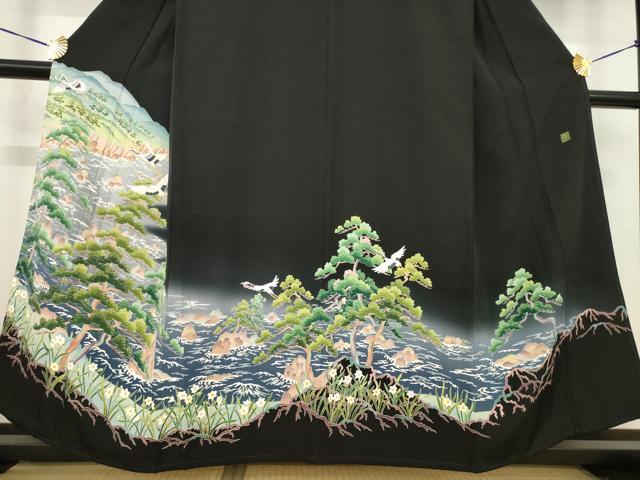 平和屋着物●本加賀作家　棒田孝　黒留袖　風景文　正絹　逸品　AABE7762ck