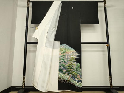 平和屋着物●本加賀作家　棒田孝　黒留袖　風景文　正絹　逸品　AABE7762ck