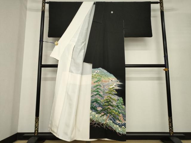 平和屋着物●本加賀作家　棒田孝　黒留袖　風景文　正絹　逸品　AABE7762ck