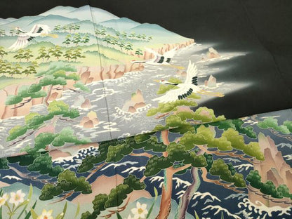 平和屋着物●本加賀作家　棒田孝　黒留袖　風景文　正絹　逸品　AABE7762ck