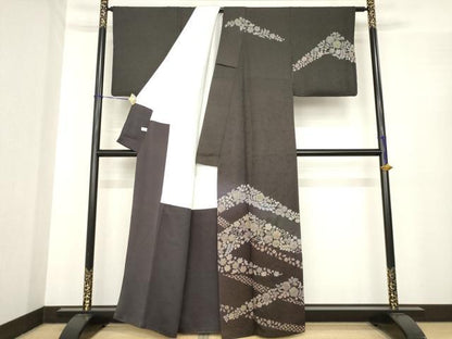 平和屋着物●訪問着　作家物　辻が花　絞り　舞花文　暈し染め　金通し地　正絹　逸品　AABE7764ck