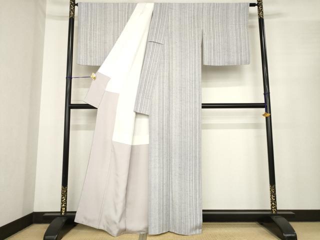 平和屋着物●ぜんまい紬　縞　正絹　逸品　AABE7765ck