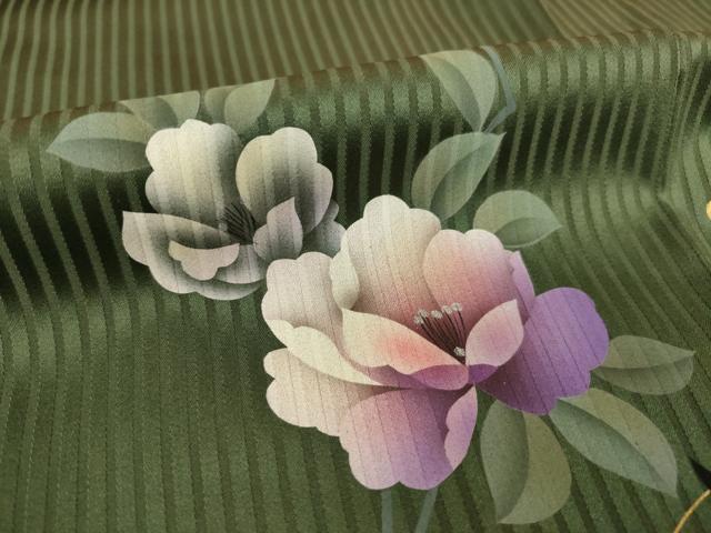 平和屋着物●訪問着　花鳥唐草文　暈し染め　金銀彩　正絹　逸品　AABE7768ck