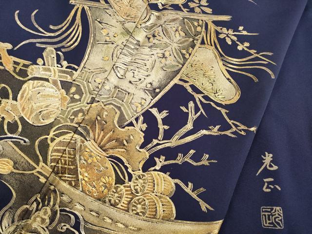 平和屋着物●金彩友禅　卓越技能者・名工・和田光正　訪問着　宝船　金彩　正絹　逸品　AABE7770ck