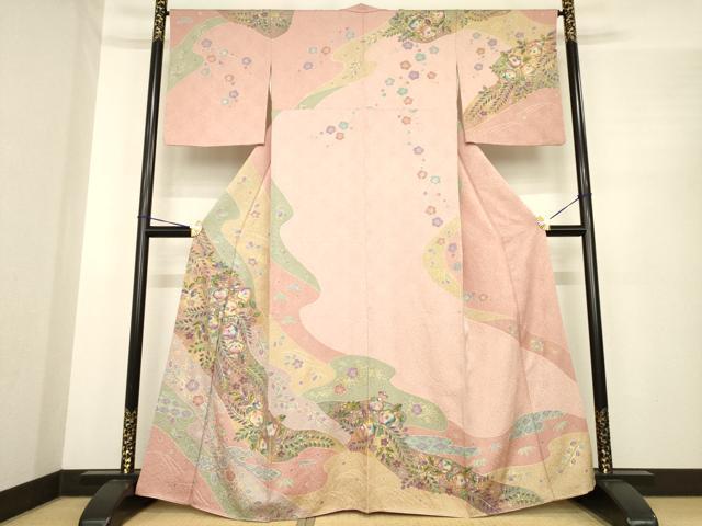 平和屋着物●訪問着　辻が花　流水花文　金彩　正絹　逸品　AABE7771ck