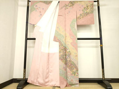 平和屋着物●訪問着　辻が花　流水花文　金彩　正絹　逸品　AABE7771ck