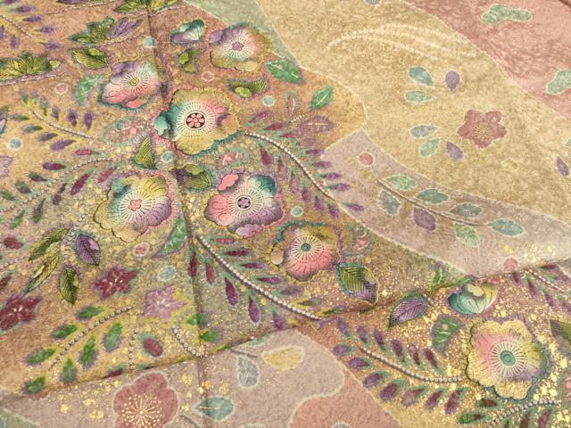 平和屋着物●訪問着　辻が花　流水花文　金彩　正絹　逸品　AABE7771ck