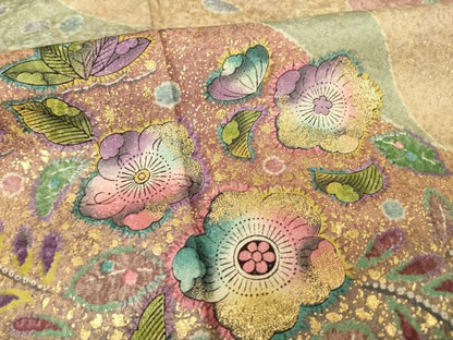 平和屋着物●訪問着　辻が花　流水花文　金彩　正絹　逸品　AABE7771ck