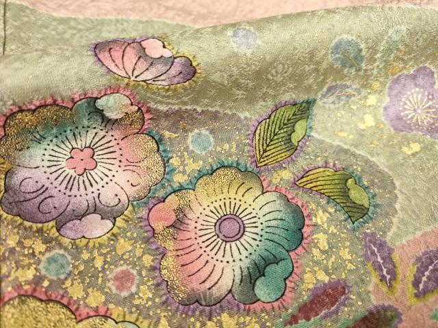 平和屋着物●訪問着　辻が花　流水花文　金彩　正絹　逸品　AABE7771ck 平和屋着物○訪問着 辻が花 流水花文 金彩 正絹 逸品 AABE7771ck