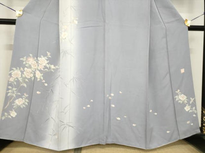 平和屋着物●訪問着　友禅　作家物　操　草花文　暈し染め　正絹　逸品　AABE7773ck